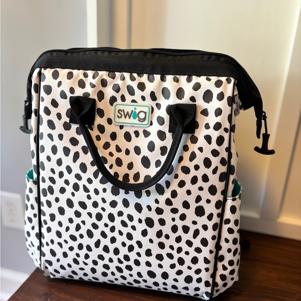 Swig Black and White Dotted Women's Cooler Backpack